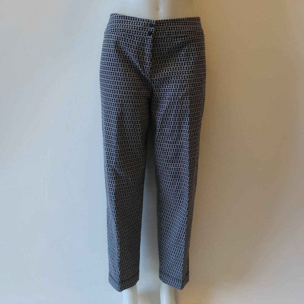 KAREN MILLEN BLACK WHITE ANKLE PANTS 10 *